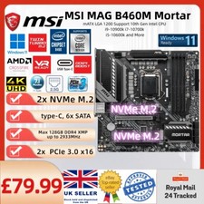MSI MAG B460M Mortar mATX Motherboard LGA1200 10th Gen Intel i9-10900K i7-10700K