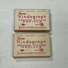 Prang Kindograph Pressed Crayons Blue Red 24 Sticks NOS