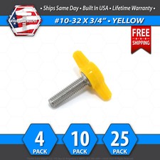 10-32 x 3/4" Thumb Screw Stainless Steel - Yellow Tee / Wing Knob - USA
