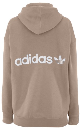 Adidas Women's Trefoil Linear Hoodie, Chalky Brown - Picture 2 of 7