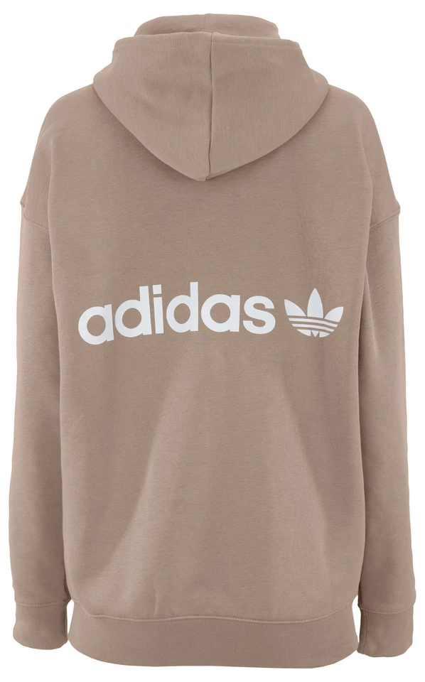 阿迪达斯女式三叶草线性连帽衫,粉笔棕色 — 第 2/3 张图片