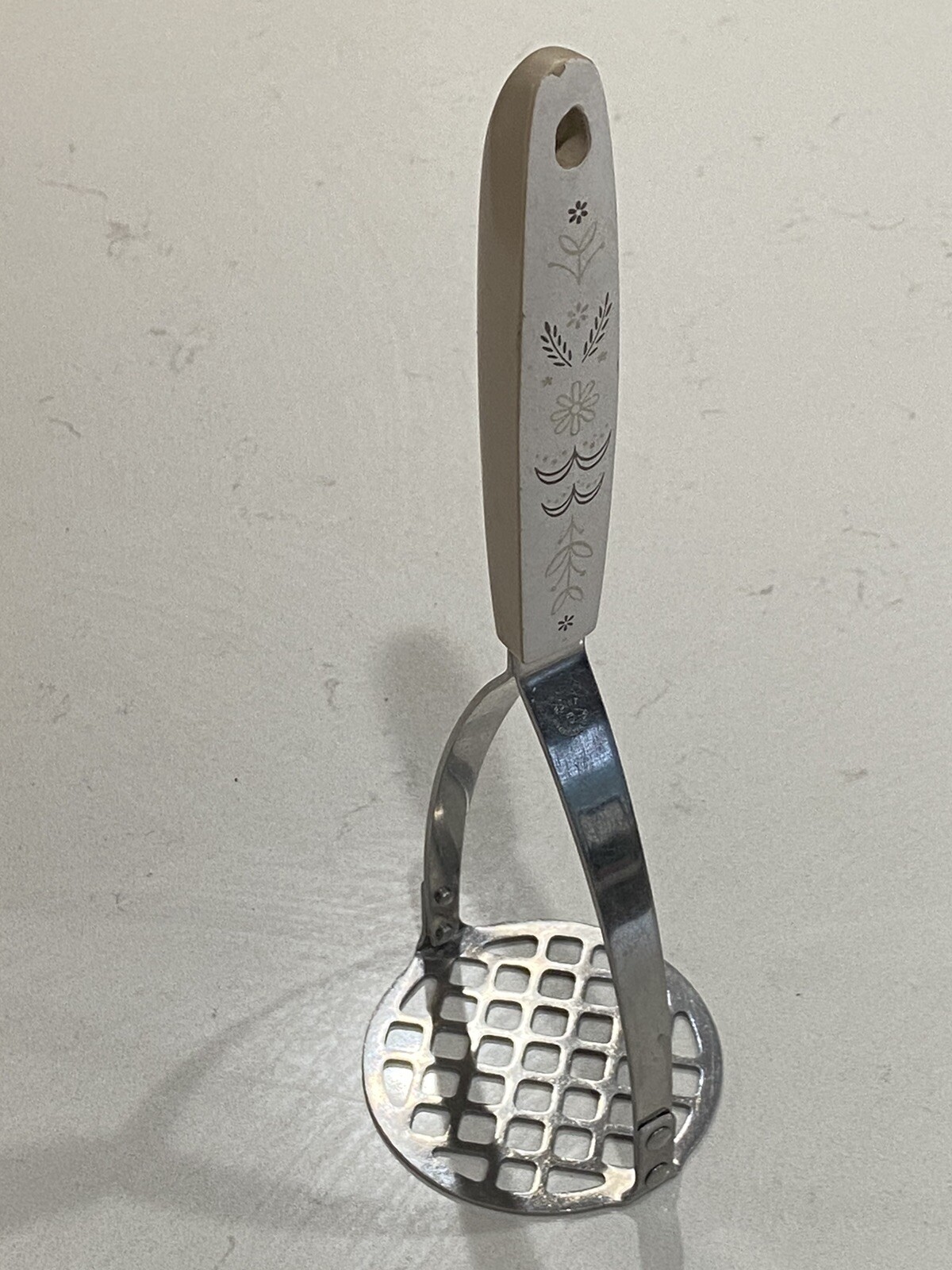 Vintage Flint Arrowhead Potato Masher 10" Wheat Harvest Stainless Steel