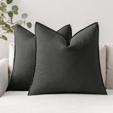 Pack of 2 Dark Gray Pillow Covers 24x24 Inch Decorative Couch Throw Pillow Co...