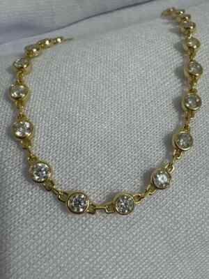 5 Ct Round Simulated Diamond Fancy Tennis Chain Bracelet 14K Yellow Gold Plated