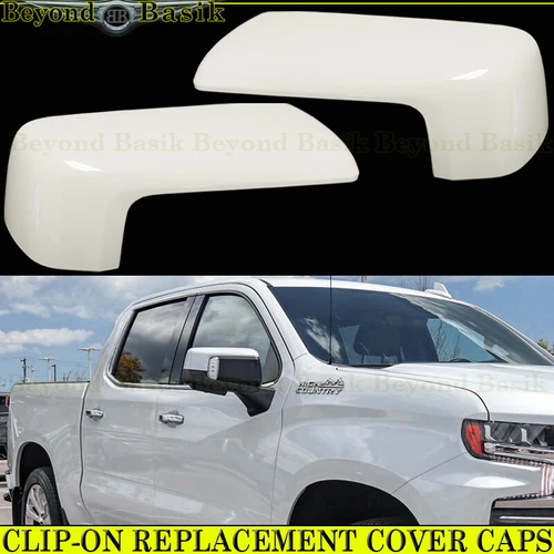 2019-2025 Chevy Silverado Sierra REPLACEMENT Mirror Cover Caps GAZ SUMMIT WHITE