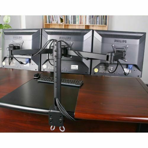 Premium Triple Monitor Mount with Desk Clamp Heavy Duty VESA 3 Screens up to 24" - Picture 2 of 10
