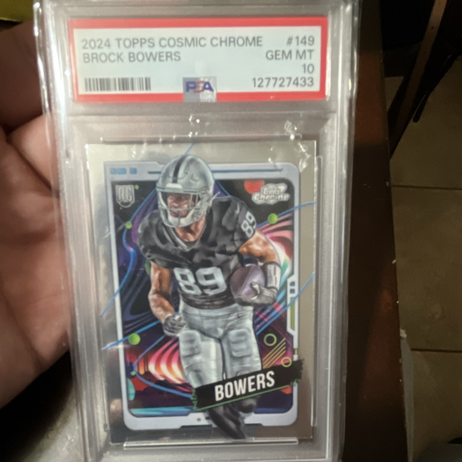 Topps 2024 Cosmic Chrome Brock Bowers #149 Rookie PSA 10 Las Vegas Raiders NFL