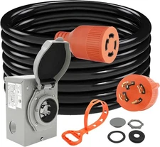 Finderomend 30ft 30 Amp Generator Cord and 30 Amp Generator Inlet Box, NEMA L...