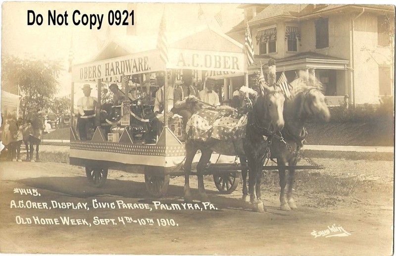 RPPC Real Photo Postcard of A.C. Ober Display Float Civic Parade in Palmyra, PA