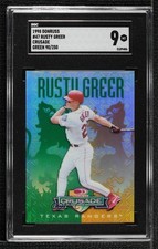 1998 Donruss Crusade Green 90/250 Rusty Greer #47 SGC 9 MINT b4d