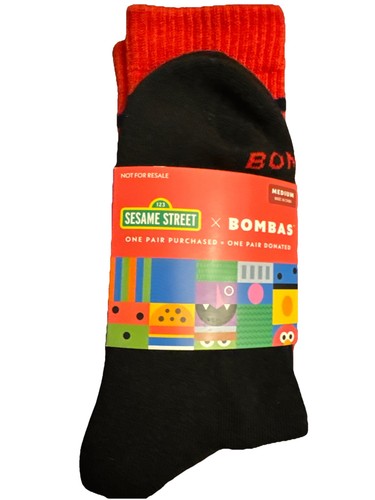 Calze Bombas Sesame Street Elmo taglia media rosso/nero nuove