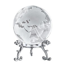 60mm World Globe Crystal Earth Ball Paperweight with Stand Glass Sphere Displ...
