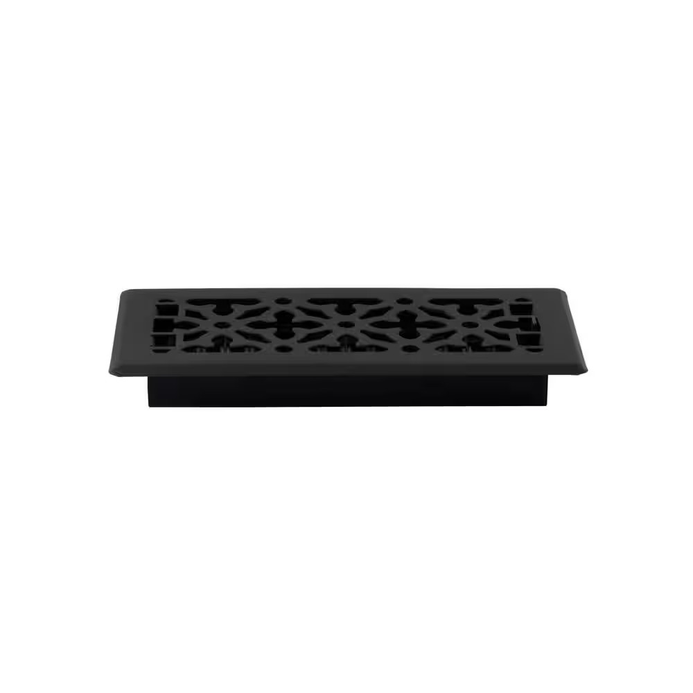 4 In. X 10 In. Gothic Design Black Steel Floor Register