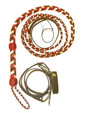 Bull Whip - Black - Brown- White- Red Paracord Nylon on Leather 16 Ply - 4ft to