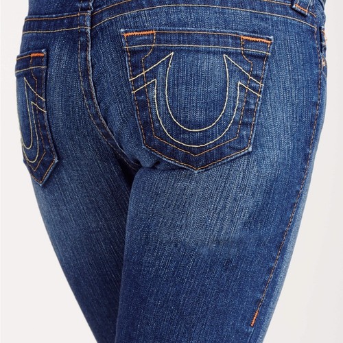 TRUE RELIGION WORLD TOUR SECTION LIZZY CROPPED DARK WASH JEANS. ZERO FLAWS - Picture 11 of 13