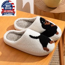 Winter Women'S Slippers Cute and Interesting Cartoon Little Black Dog Indoor War