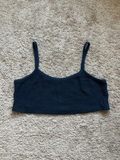 SET ACTIVE Waffle Knit Lounge Crop Cami in Oxford Navy Size MEDIUM