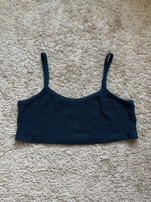 SET ACTIVE Waffle Knit Lounge Crop Cami in Oxford (Navy) Size MEDIUM