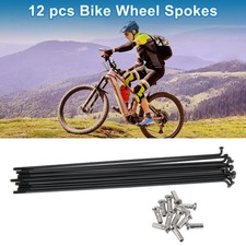 1 Set 14G 160mm Length Bicycle Spokes Nipple 304 Stainless Steel Black Universal