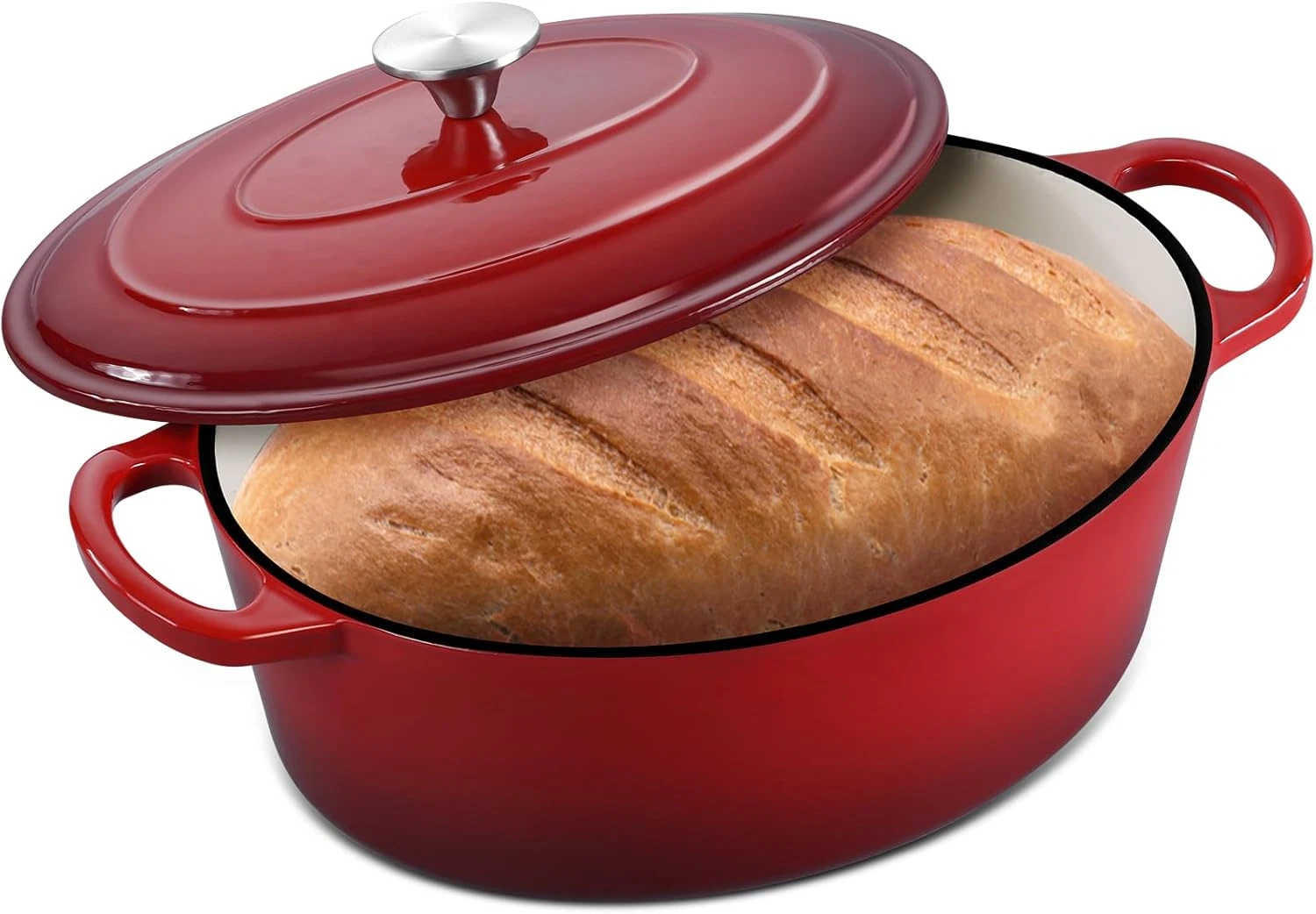 7 Quart Oval Dutch Oven with Lid, 7QT Enameled Oval Cast Iron Dutch Oven