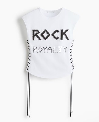 Stella McCartney X H&M Rock Royalty Lace-up Studded Top T-Shirt Size Medium