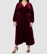 MSK Women's Red Fit and Flare Maxi Dress Plus Sz 1X