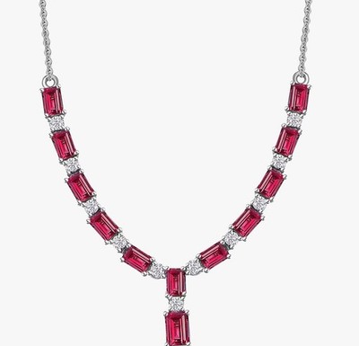 Tanzanian Wine Garnet and Moissanite Necklace 18-20 Inches in Platinum Over S.S