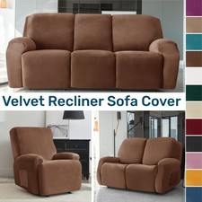 Soft Velvet Recliner Cover Slipcover 1/2/3 Seater Washable Sofa Cover Protector