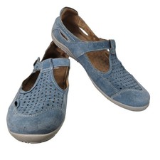 Earth Origins Blue Suede Perforated Mary Jane Comfort Shoes Women's Size 10M