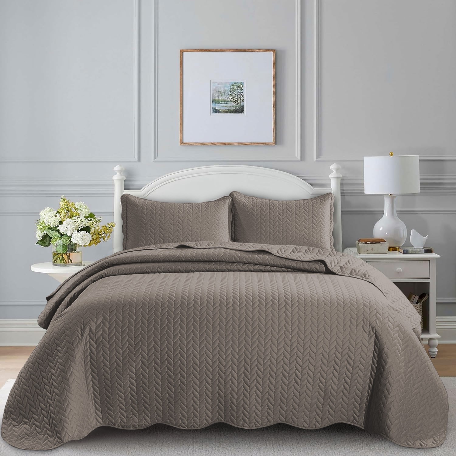 Cal King Bedspread 3Piece Oversized  Quilt Embossed Quilted 