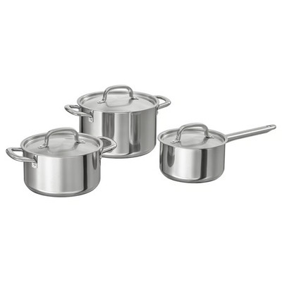 IKEA 365+ 6-teiliges Edelstahl Kochgeschirr Set Töpfe Pfannen Küche Kochset