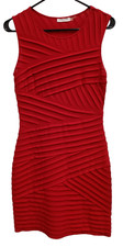 Calvin Klein Womens Bodycon Mini Dress Size 4 Red Pleated Sleeveless Party