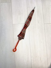 Vintage 1940  s Red Plaid Lucite Ordinate Handle Umbrella Parasol Lancaster