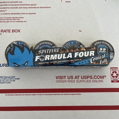 Spitfire Formula Four 99D Conical Full 53mm White/Blue Skateboard Wheels Set NEW