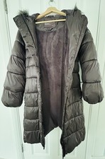 Girls 16 Yrs Super Warm Plush Lined Faux Fur Hooded Purple Metallic Long Coat