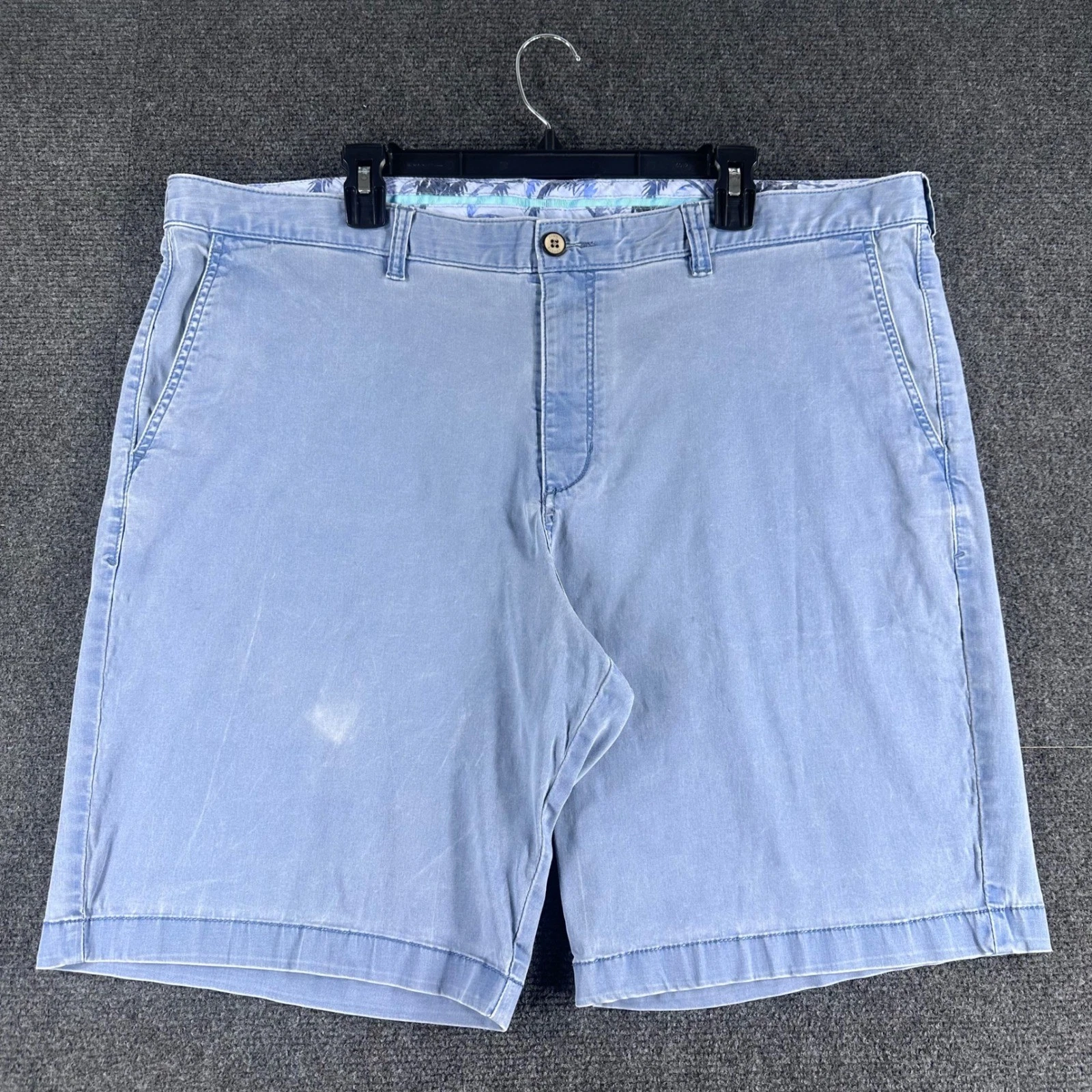 Tommy Bahama Shorts Mens 42 Blue Cotton Tencel Stretch Flat Front Casual Summer