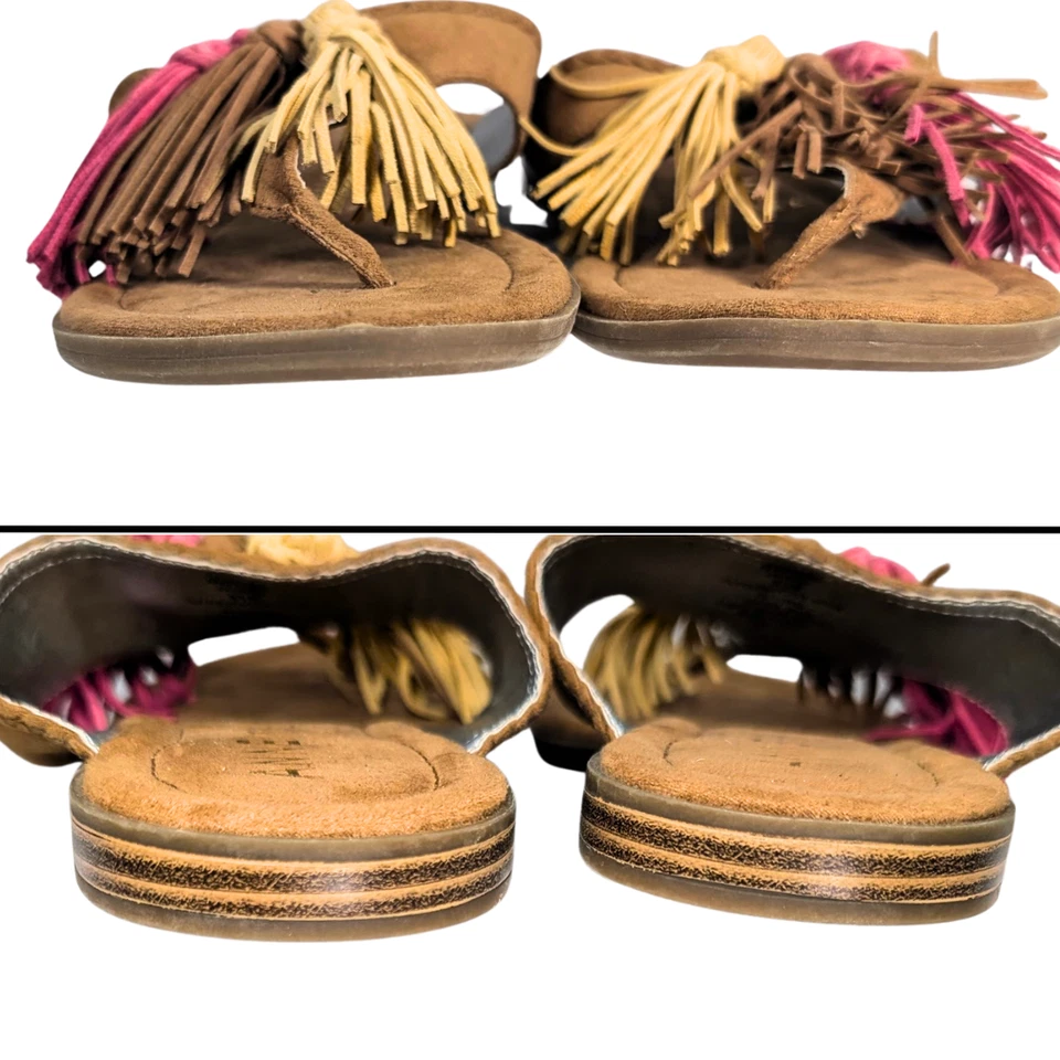 Sandalias planas Anne Klein nuevas sin etiquetas 6,5 Adrienna bronceadas imitación gamuza borla tanga Foto 4 de 4