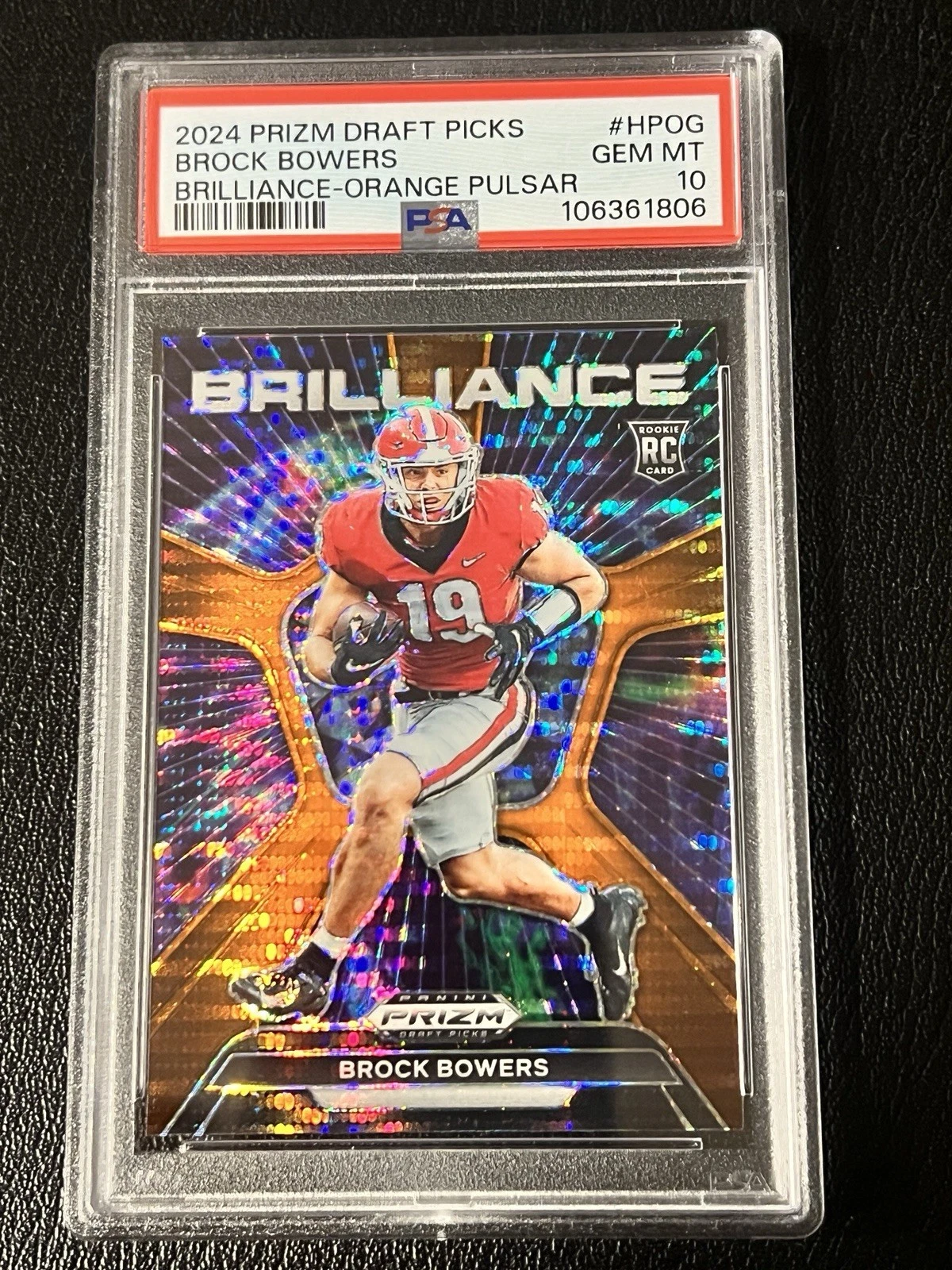 Brock Bowers Panini Prizm Draft Picks Brilliance #HPOG Orange Pulsar