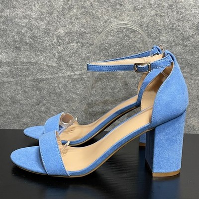 Coasis Pump Sandal 9.5M Baby Blue Suede Open Toe Block Heels Wedding Homecoming