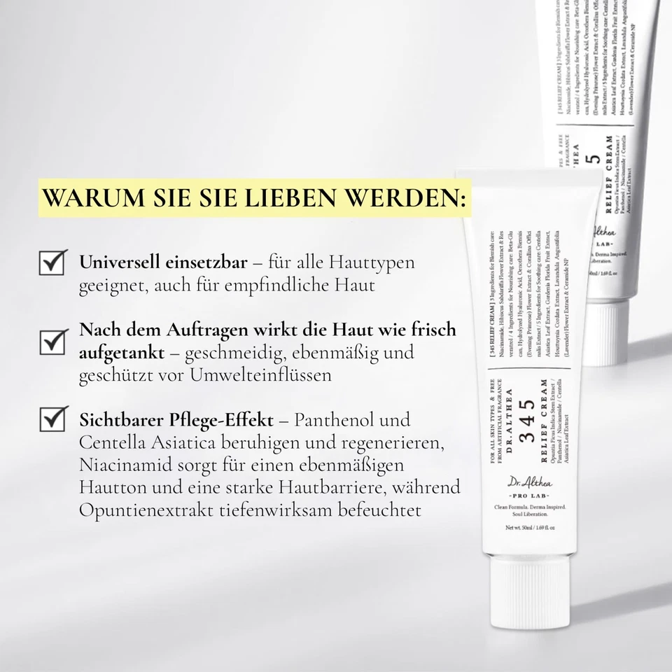 Dr. Althea 345 Relief Cream 50ml Intensive Repair Cream mit Niacinamid Pantenol - Bild 2 von 4