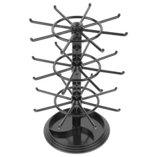 3-Tier Rotating Jewelry Display Stand Plastic Jewelry Display Rack with Hooks...