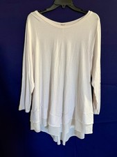 Fall Trend Button Back Layered Hem Tunic Top XL Cream Boho Minimalist USA Made
