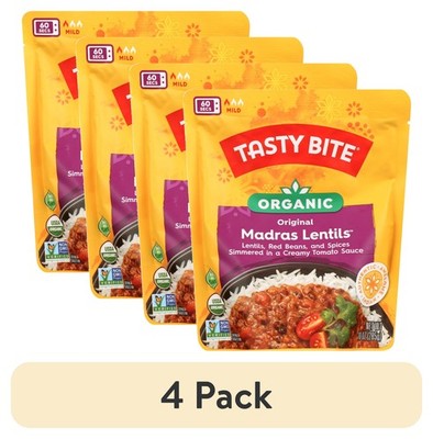(4 pack) Tasty Bite Organic Madras Lentils 10oz - Savory lentil curry