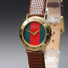 [Near MINT] GUCCI 3000.2.L 25mm Sherry Dial Roman Gold Women's Watch from JAPAN