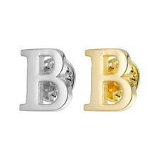 2Pcs Letter B Lapel Pins Initial Alphabet Lapel Collar Pins Gold/Silver 