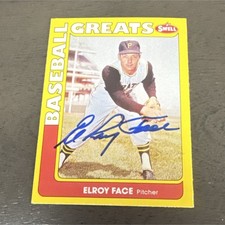 Swell Autographed 1991 Baseball Greats #28 Elroy Roy Face Pittsburgh Pirates B 