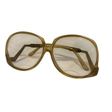 Vtg 70  s Oversized Amber Eyeglass Frames only Clear Acetate Metal Arms Retro