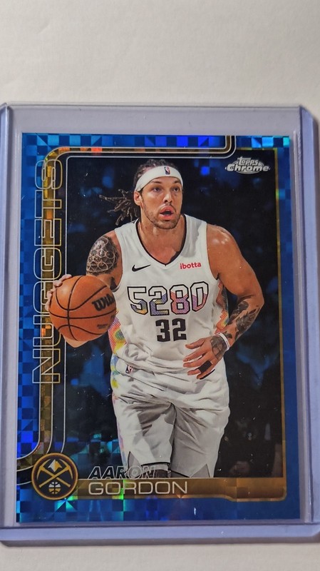 2025-26 Topps Chrome Basketball Aaron Gordon Blue X-Fractor #100 Denver Nuggets