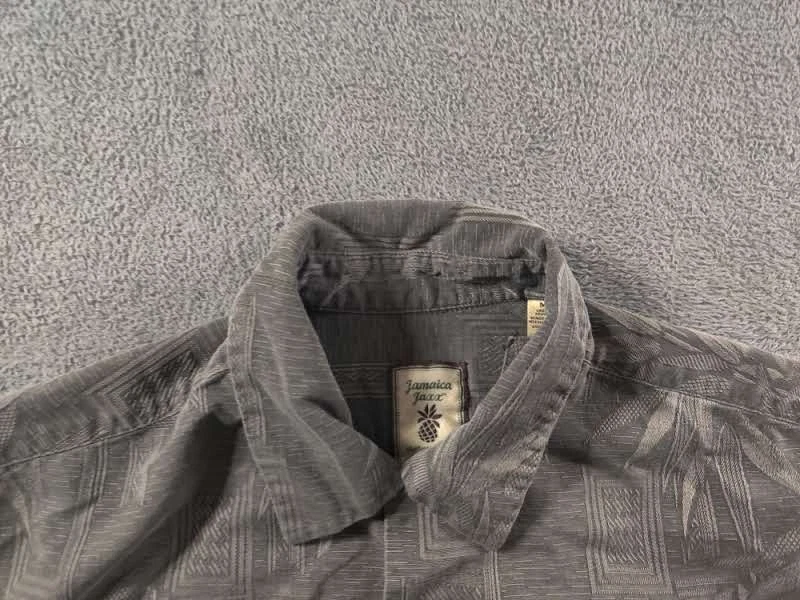 Camisa Jamaica Jaxx Para Hombre Mediana Negra Manga Corta Madera Abotonada Cuello SEDA Foto 4 de 4