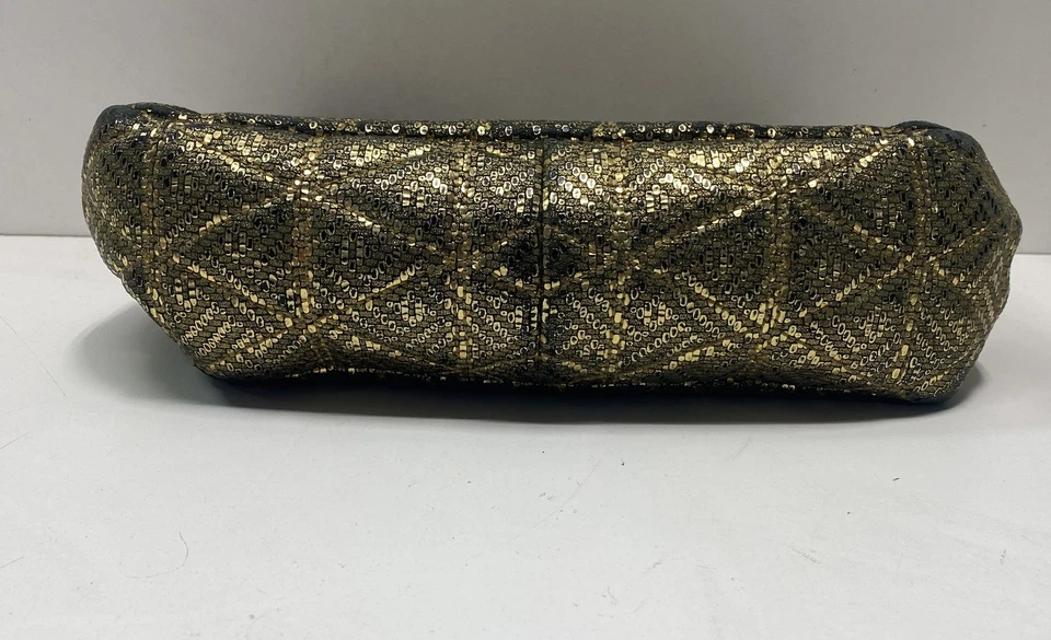 Michael Kors Mujeres Dorado Geométrico Lentejuelas Cadena Bolso de Hombro Cartera Med Foto 3 de 4